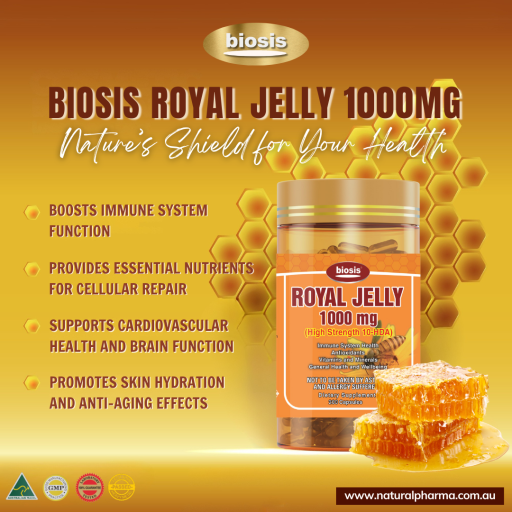 Super Nature Royal Jelly bottle, immune and health supplement.